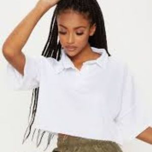 BLUE COLLAR POLO SHORT SLEEVE CROP TOP